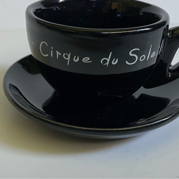 Cirque Du Soleil Expresso Cup and Saucer Black Invoke Provoke Evoke Ceramic - Picture 2 of 16